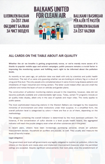 All Cards on the Table about Air Quality