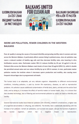 More Air Pollution, Fewer Children in the Western Balkans